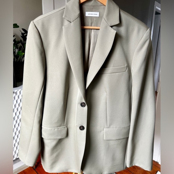 Anine Bing Quinn Blazer Small Khaki Green - Picture 4 of 12